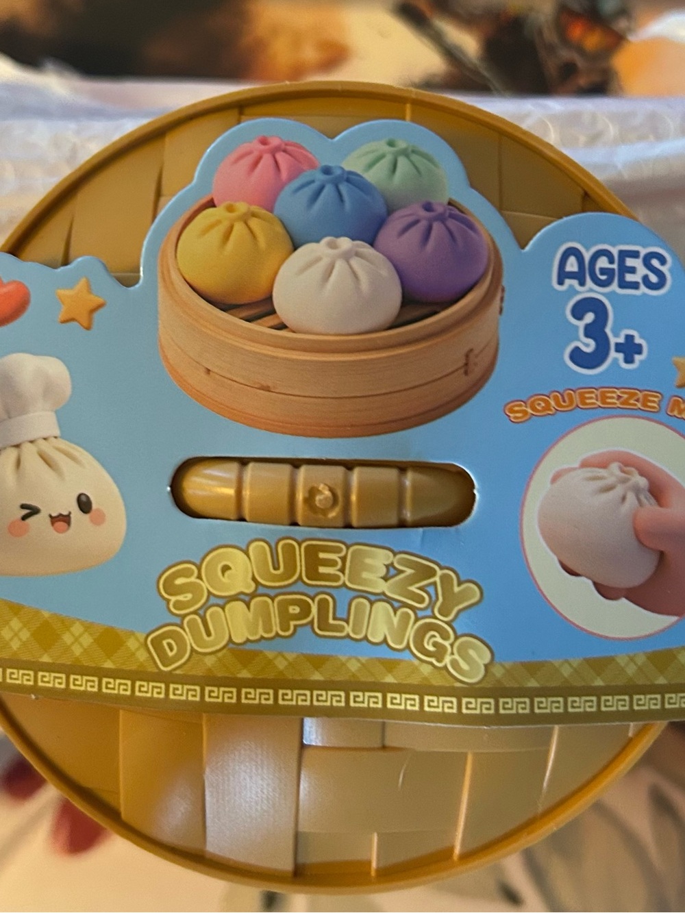 NEW. Squeezy Dumplings Pastel Orange Squish Toy